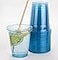 Golden Apple 12oz 50sets Blue Plastic cups with Clear Flat lids X hole 50cups50lids BPA Free