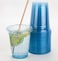 Golden Apple 12oz 50sets Blue Plastic cups with Clear Flat lids X hole 50cups50lids BPA Free