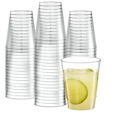 PLASTICPRO Disposable 8 oz Crystal Clear Plastic Tumblers for Partys Weddings pack of 100