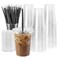 WUHUIXOZ 200 Sets 12oz Plastic Cups with Lids and Straws Disposable Cups for Iced Coffee Smoothie Milkshake Cold Drinks Clear