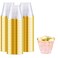 WELLIFE 200 PCS Gold Plastic Cups9 oz Clear Plastic CupsDisposable Wine GlassesPlastic Cocktail Glasses for Party and Wedding