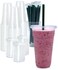 Cappatua 100 SETS 24 oz Clear Plastic Cups with Lids and STRAWS Disposable Iced Coffee cups with Lids Clear Cups with Lids for Cold Drinks Iced Tea Milkshakes Smoothies