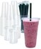 Cappatua 100 SETS 24 oz Clear Plastic Cups with Lids and STRAWS Disposable Iced Coffee cups with Lids Clear Cups with Lids for Cold Drinks Iced Tea Milkshakes Smoothies