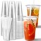 AOZITA 100 Sets 20 oz Clear Plastic Cups With Lids and Straws Iced Coffee Cups Disposable Cups for Iced Coffee Smoothie Milkshake and Cold Drinks