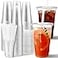 AOZITA 100 Pack 24 oz Clear Plastic Cups with Lids and Straws Sturdy Food Safe Iced Coffee Cups with lids Disposable Iced Coffee Cups for Cold Drinks