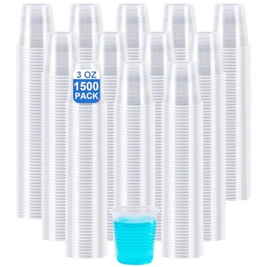 SIUQ 1500 Pack 3 oz Clear Plastic Cups Disposable Bathroom Mouthwash Cups Small Plastic Drinking Cup for Ice Tea Tasting Party Picnic BBQ Travel and Event