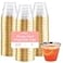 Prestee Hard Disposable Cups Heavy Duty Fancy Plastic Cups Plastic Cocktail Drinkware Disposable Drinking Cup 9 oz Bulk Drinking Glasses for Wedding 200ct Gold Tumblers