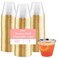 Prestee Hard Disposable Cups Heavy Duty Fancy Plastic Cups Plastic Cocktail Drinkware Disposable Drinking Cup 9 oz Bulk Drinking Glasses for Wedding 200ct Gold Tumblers