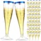 Zubebe 100 Pcs Plastic Champagne Flutes 45oz Classic Champagne Clear Plastic Cups Wedding Party Toasting Cocktail Cups Bulk Home Toasting Drinking PartyBlue
