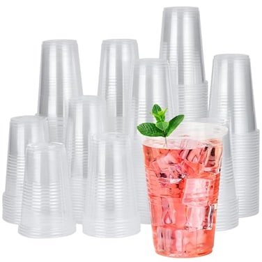 RACETOP 500 pack 9 oz Disposable Plastic Cups Clear Plastic Cups Tumblers Disposable Cups Bulk Transparent for Wedding Thanksgiving Birthday Halloween Christmas Party