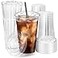 Fit Meal Prep 100 Pack 24 oz Plastic Iced Coffee Cups with Flat Lids and Black Straws Disposable Clear Cup BPA Free Cup for Party Smoothie Cold Drinks Juice Milkshake Bubble Boba Tea