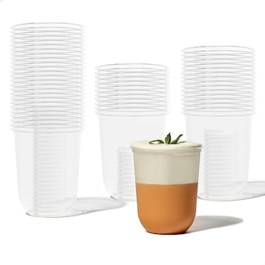 TOSSWARE NATURAL Arc Plant Based Clear Cold Cups 16 oz Plastic Alternative for Parties Bachelorettes Weddings Recyclable Set of 50