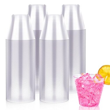 JOLLY CHEF 200 Pack 10 OZ Clear Disposable Plastic CupsHeavy Duty Clear Plastic Cups Tumblers for WeddingThanksgiving Christmas Halloween Party