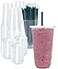 Cappatua 100 SETS 32 oz Clear Plastic Cups with Lids and STRAWS Disposable Drinking Cups for Cold Drinks Iced Coffee Milkshakes Smoothies