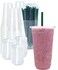 Cappatua 100 SETS 32 oz Clear Plastic Cups with Lids and STRAWS Disposable Drinking Cups for Cold Drinks Iced Coffee Milkshakes Smoothies