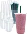 Cappatua 100 SETS 32 oz Clear Plastic Cups with Lids and STRAWS Disposable Drinking Cups for Cold Drinks Iced Coffee Milkshakes Smoothies