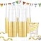 I00000 100PCS Gold Plastic Cups10 oz Clear Plastic Cups with Gold Trim Beer MugsDisposable Hard Cup For Party Premium Cup Perfect for Wedding Party