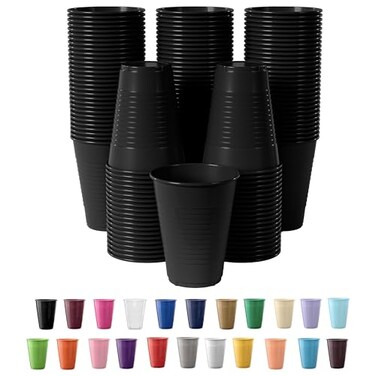 Party Solids Black Plastic Cups 12 Oz Pack Of 100