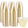 I00000 200pcs Gold Plastic Cups 9 OZ Hard Gold Glitter Disposable Cups for Cocktail Drinking Premium Disposable Plastic Glasses with Gold Glitter for Fancy Wedding Cups Elegant Party Glasses