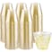I00000 200pcs Gold Plastic Cups 9 OZ Hard Gold Glitter Disposable Cups for Cocktail Drinking Premium Disposable Plastic Glasses with Gold Glitter for Fancy Wedding Cups Elegant Party Glasses