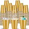 cssopenss 120 pcs Gold plastic cups 16 oz Carnival plastic Disposable Cups gold Party Cups for drinking Tastings served Snacks Barbecues Picnics