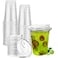 Artpreti 12 oz Clear Plastic Cups with Strawless Sip Lids Disposable Plastic Coffee Cups with Lids To Go Cups for Iced Coffee Smoothies Soda or Any Cold Drinks 25Sets
