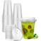 Artpreti 12 oz Clear Plastic Cups with Strawless Sip Lids Disposable Plastic Coffee Cups with Lids To Go Cups for Iced Coffee Smoothies Soda or Any Cold Drinks 25Sets