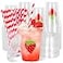 Whaline 50Pcs Strawberry Disposable Plastic Cups with Lids and Straws 12 Oz Red Summer Fruit Cold Beverage Drinking Cups for Sweet One First Birthday Baby Shower Party