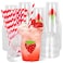 Whaline 50Pcs Strawberry Disposable Plastic Cups with Lids and Straws 12 Oz Red Summer Fruit Cold Beverage Drinking Cups for Sweet One First Birthday Baby Shower Party