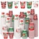 Layhit 240 Pcs Christmas Hot Cocoa Coffee Paper Cups 8 oz Small Size Disposable Hot Beverage Chocolate Coffee Drinking Cups Bulk for Xmas Holiday Party Bar Drinkware Supplies
