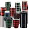 Yungyan 120 Pack 12 oz Christmas Hot Cups with Lids Buffalo Plaid Disposable Coffee Cups with Stirrers Stir Straws Disposable Paper Cups for Party Hot Cocoa Chocolate Cold Drinks Coffee Shops