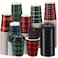 Yungyan 120 Pack 12 oz Christmas Hot Cups with Lids Buffalo Plaid Disposable Coffee Cups with Stirrers Stir Straws Disposable Paper Cups for Party Hot Cocoa Chocolate Cold Drinks Coffee Shops