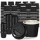 Uiifan 100 Set 4oz Disposable Espresso Cups with Lids Ripple Corrugated Paper Disposable Coffee Insulated Hot Ripple Cups for hot Chocolate Tea and Cocoa DrinksBlack