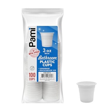 PAMI Plastic Bathroom Cups 3oz Pack of 100 Disposable Mini Mouthwash Cups FoodSafe BPAFree Rinse Cups Multipurpose Leakproof Stackable Bath Cups Great for Medicine Espresso Shots
