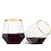 Munfix Gold Rim Plastic Stemless Wine Glasses 32 Pack Diamond Shaped Unbreakable Disposable 12 Oz Clear Plastic Wine Champagne Whiskey Cups Shatterproof Recyclable and BPAFree