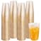 I00000 100 Pack 12 oz Gold Glitter Cups Clear Disposable Cups Gold Plastic Wine Glasses Cocktail Glasses Heavy Duty Cups 12 Ounce Glitter Plastic Tumblers for Party