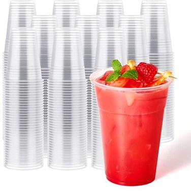 JOLLY CHEF 16 oz Clear Plastic CupsDisposable Cups Drinking Cups for Ice CoffeeMilkshake Cold Drinks