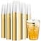 I00000 200 Pack 12 oz Gold Plastic Cups Clear Disposable Cups Disposable Plastic Wine Glasses Cocktail Glasses Premium Cups with Gold Rim 12 Ounce Tumblers for Party Wedding