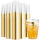 I00000 200 Pack 12 oz Gold Plastic Cups Clear Disposable Cups Disposable Plastic Wine Glasses Cocktail Glasses Premium Cups with Gold Rim 12 Ounce Tumblers for Party Wedding