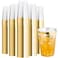 I00000 200 Pack 12 oz Gold Plastic Cups Clear Disposable Cups Disposable Plastic Wine Glasses Cocktail Glasses Premium Cups with Gold Rim 12 Ounce Tumblers for Party Wedding