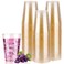 Goodluck 12 oz 50 PCS Gold Glitter Plastic Cups Disposable Glitter Cups Elegant Plastic Cocktail Glasses Fancy Party Cups for Wedding Birthday Holiday