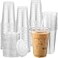 AOZITA 120 Sets 24oz Clear Plastic Cups with Lids Disposable Cups With Straw Slot Lids for Cold Drinks Milkshake Smoothie Iced Coffee and TOGO Drinkings