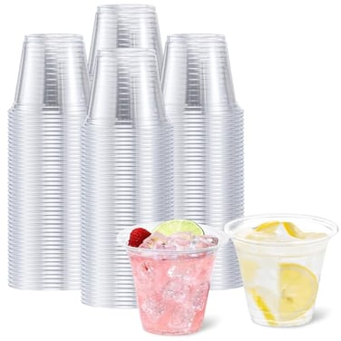 BYSNOW 250 Pack 9 oz Clear Plastic Cups Disposable Cups for Party Sturdy Food Safe Plastic Wine Cups for Cocktail Juice Punch 9oz 250pack