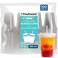 Freshware 12 oz Clear Disposable Plastic Cups with Flat Lids and Straws 100 Pack Clear Plastic Cups Tumblers Heavyduty Party Glasses Disposable Cups for Thanksgiving Halloween Christmas Party