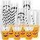 Whaline 60Pcs Halloween Disposable Plastic Cups with Lids and Straws 12oz JackOLantern Pumpkin Cold Beverage Drinking Cups Scary Printed Party Cup for Trick or Treat Party Supplies