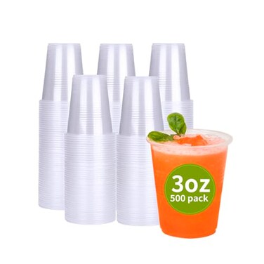 RACETOP 500 Pack 3 oz Plastic Cups Bathroom Cups Disposable 3 oz 3 Ounce Small Water CupsClear Mouthwash Cup for Tasting Drinking and Party