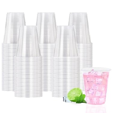 BYSNOW 12 oz Clear Plastic Cups 300 Count Bulk PP Clear Plastic Cups for Party with Higher Heat Resistance Suit for Hot Beverages Soda Juice 12oz 300count