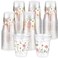 Hushee 60 Pcs Boho Floral Cups with Spring Summer Flower 16 oz Wildflowers Plastic Disposable Drinking Cups for Summer Spring Autumn Birthday Baby Shower Party Supplies