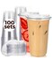 Aatriet 100 Pack 32 oz Clear Plastic Cups with StrawlessSipLids Disposable Cups Plastic Iced Coffee Cups To Go Cups with Sip Through Lids for Smoothie Milkshake Cold Drinks for Party Wedding Event