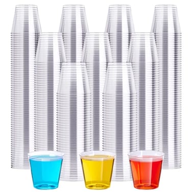 JOLLY PARTY 1 OZ 1000 Pack Plastic Shot Glasses Disposable Cups 1 Ounce Tasting Cups Party Cups Perfect for Whiskey Wine Tasting Food Samples and Parties